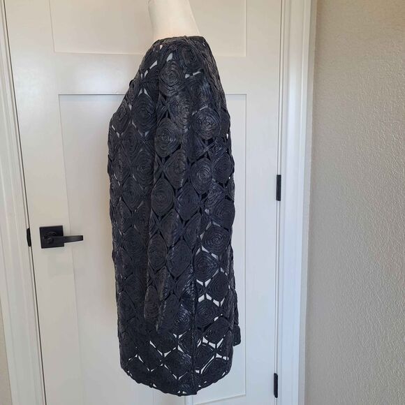 Rani Arabella Knit Metallic Lace Long Jacket Navy Blue Made in Italy - Picture 8 of 11